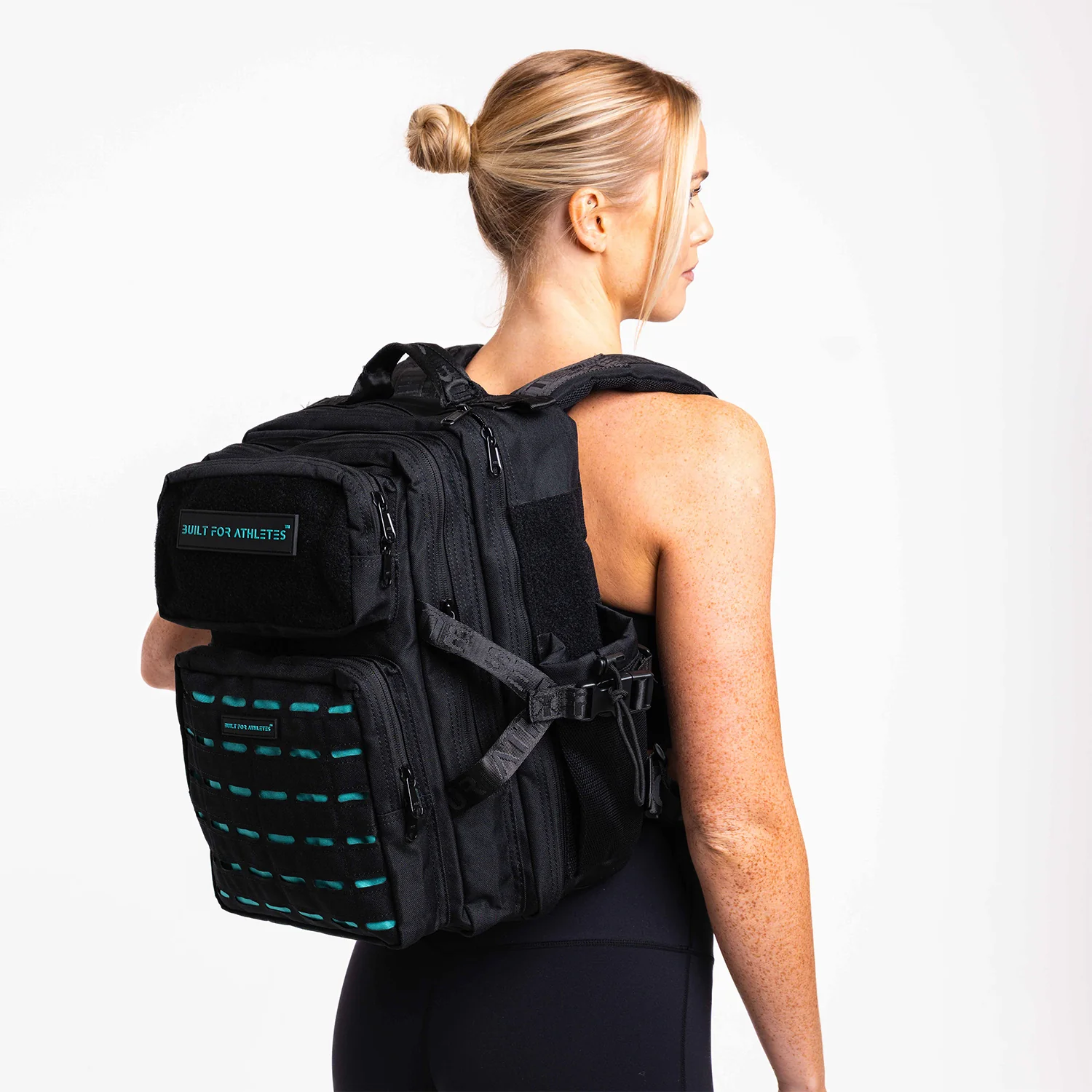Black & Aqua Gym Backpack Compact - Image 5
