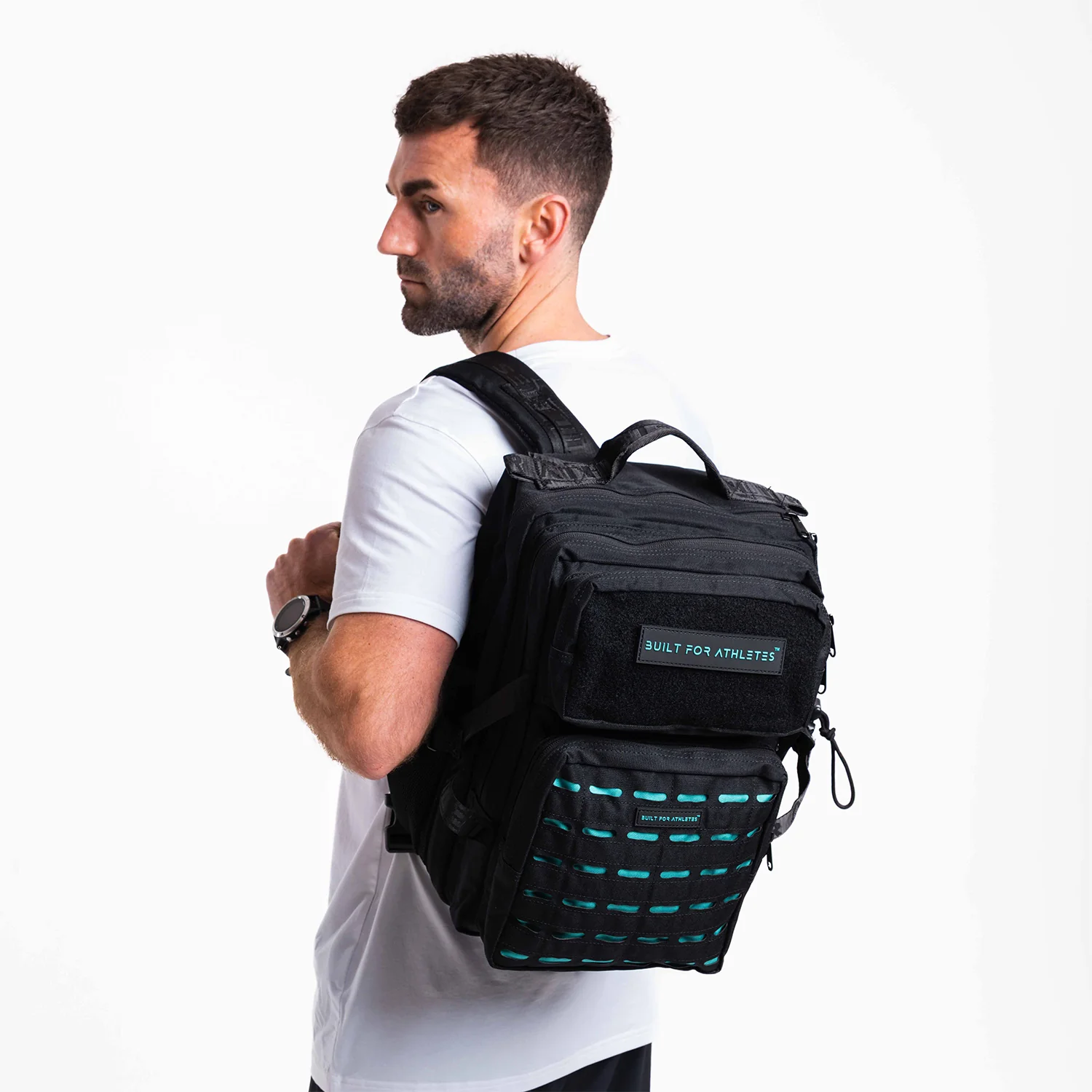 Black & Aqua Gym Backpack Compact - Image 6