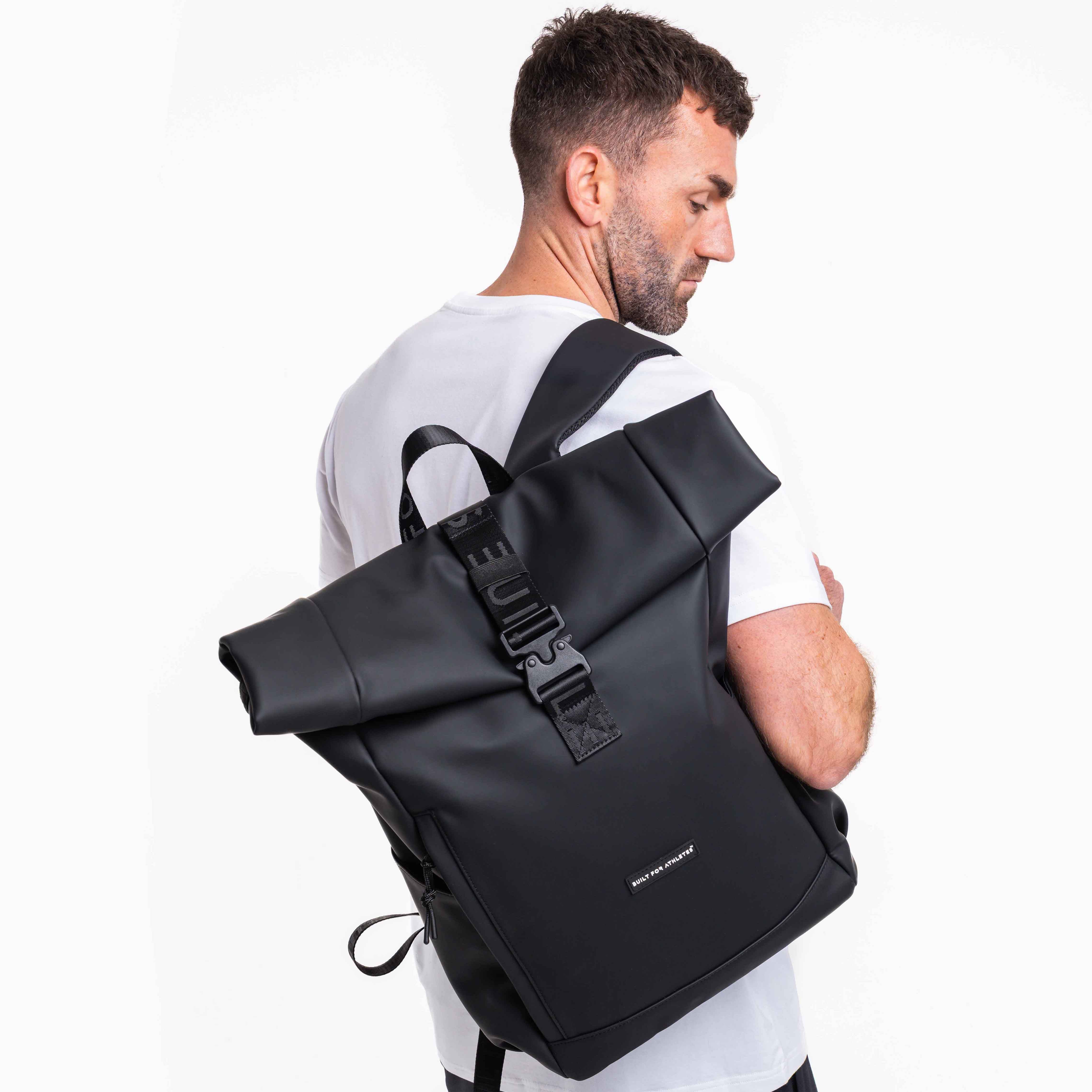 Black Roll Top Backpack - Image 7