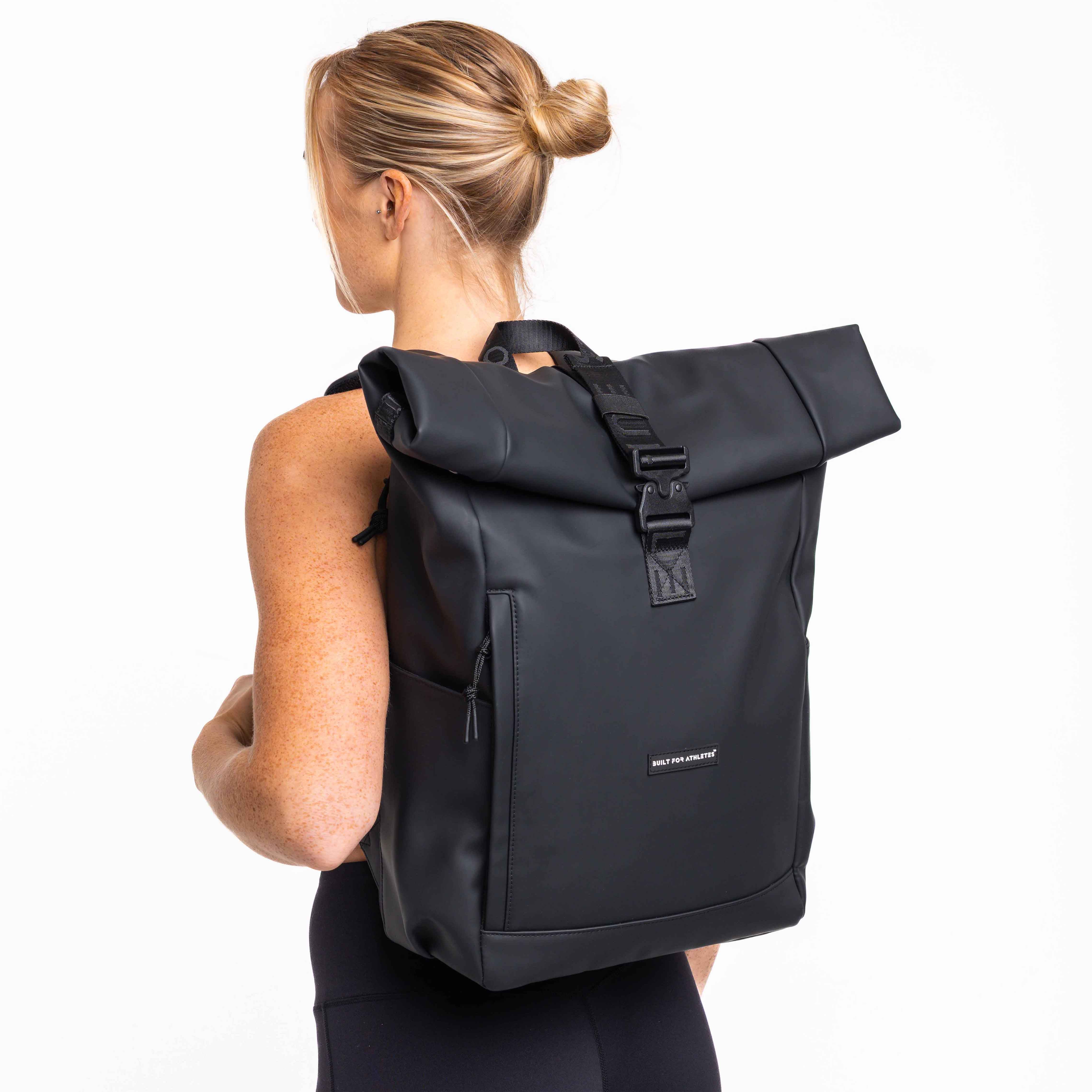Black Roll Top Backpack - Image 9