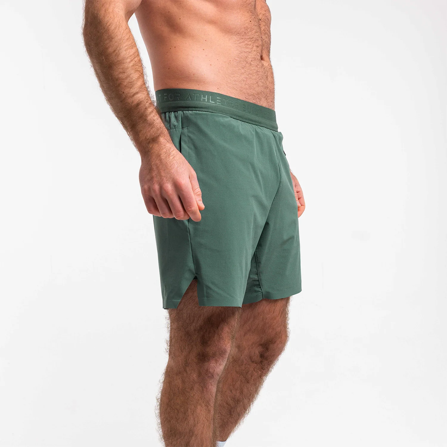 Men's Washed Green 2-in-1 Training Shorts - Image 3