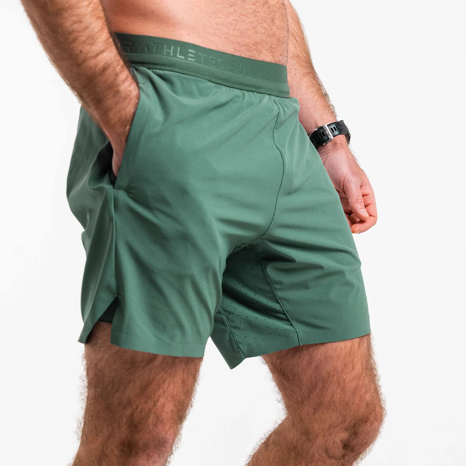 Men's Washed Green 2-in-1 Training Shorts - Image 6