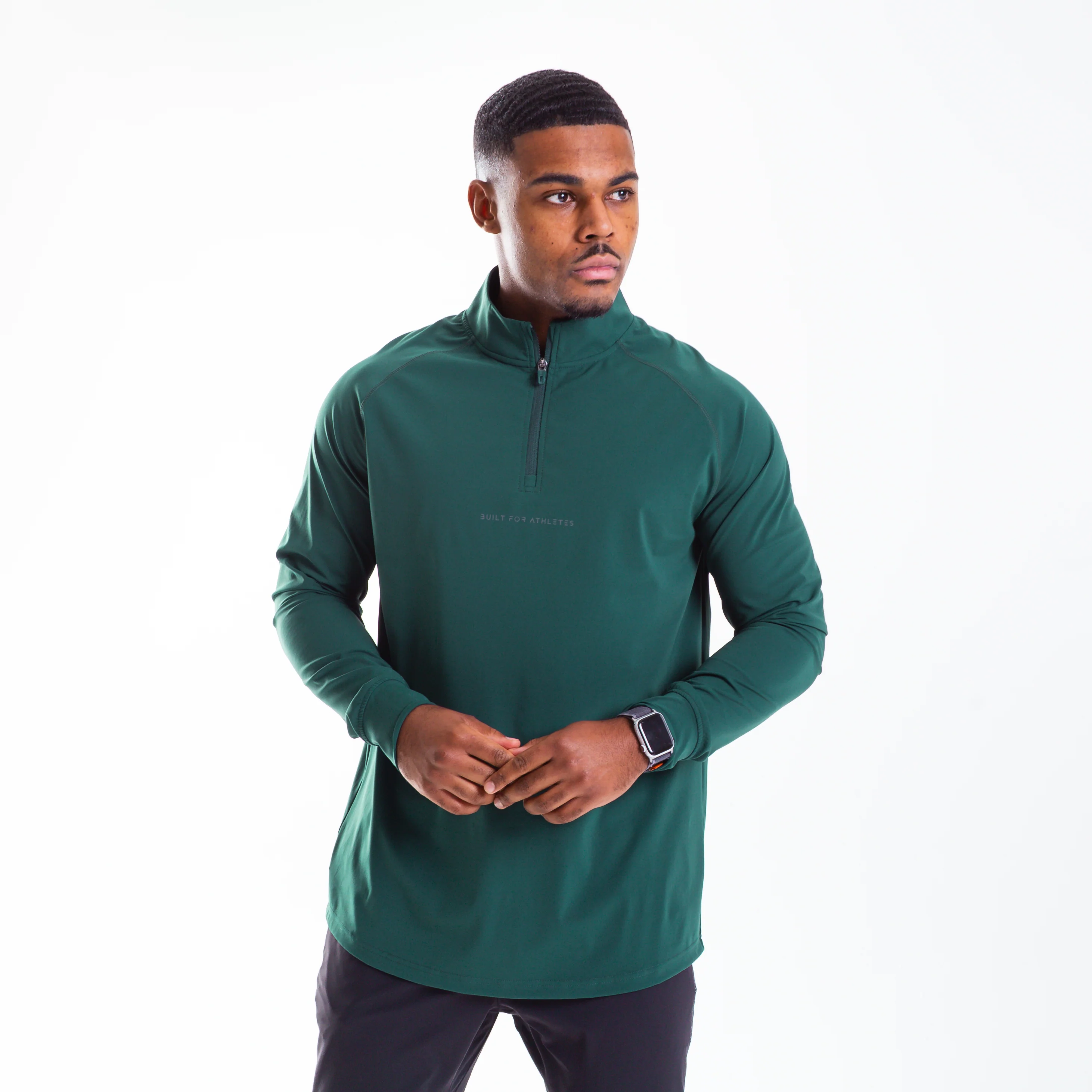 Men's Forest Green 1/4 Zip Pullover - Image 4