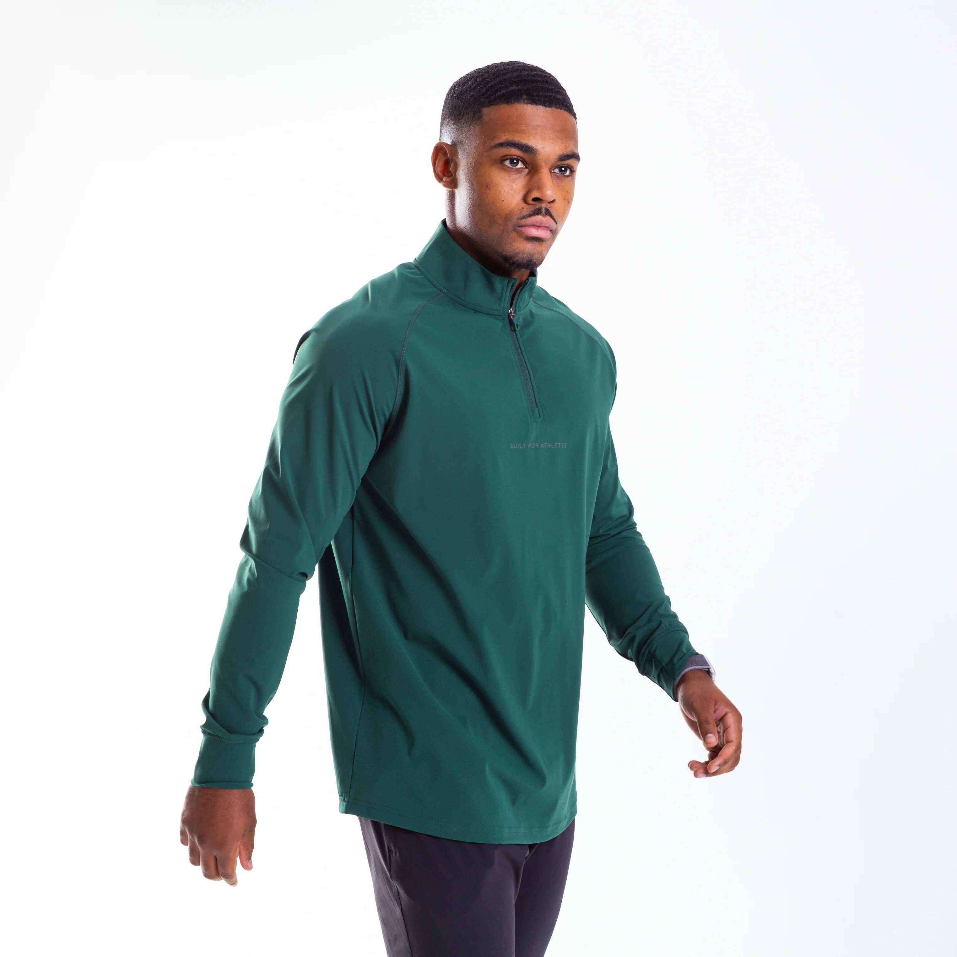 Men's Forest Green 1/4 Zip Pullover - Image 7
